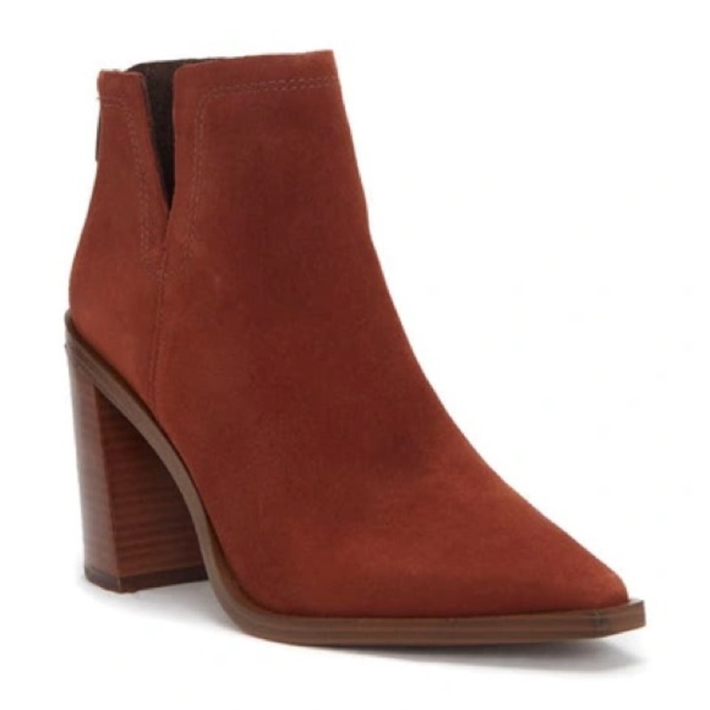 Vince Camuto Welland Suede Booties Chocolate Brown 7.5 NWOT